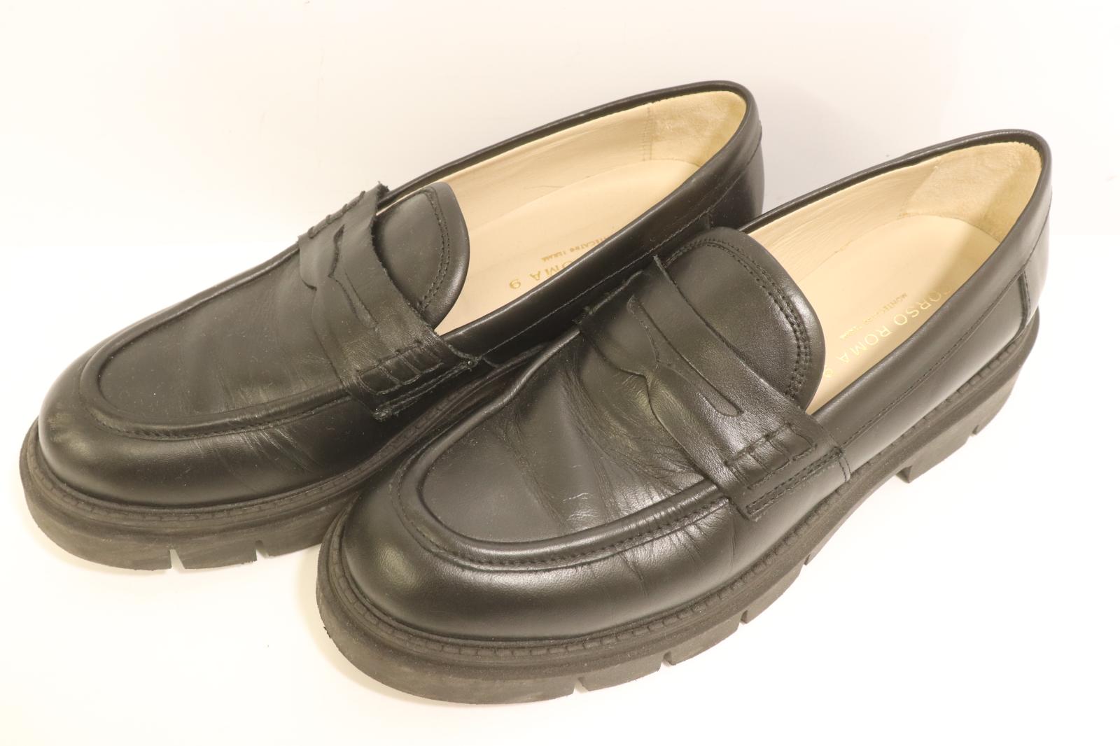 【中古】 CORSO ROMA レディースシューズ 38 コインローファー CORSO ROMA 9 38 黒 ブラック 無地