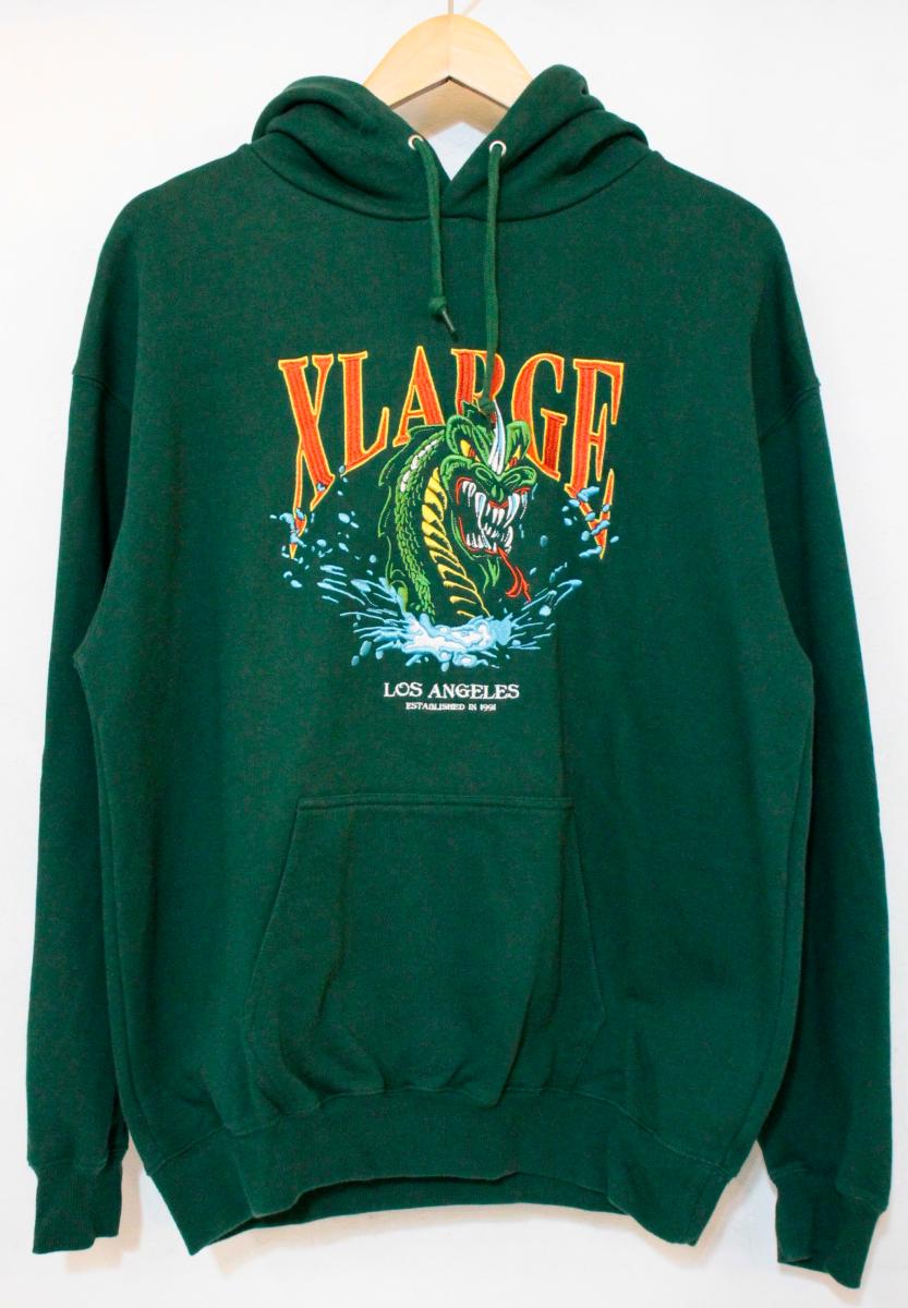 【中古】 X-LARGE メンズパーカー M X-LARGE/DRAGON PULLOVER HOODED SWEAT/パーカー/M/緑 グリーン/刺繍/101224012006