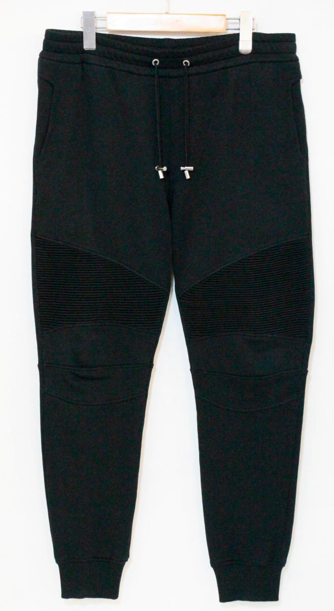 【中古】 BALMAIN メンズスウェットパンツ BALMAIN/バッグBロゴ スウェットバイカーパンツ/黒 ブラック/プリント/スウェットパンツ/