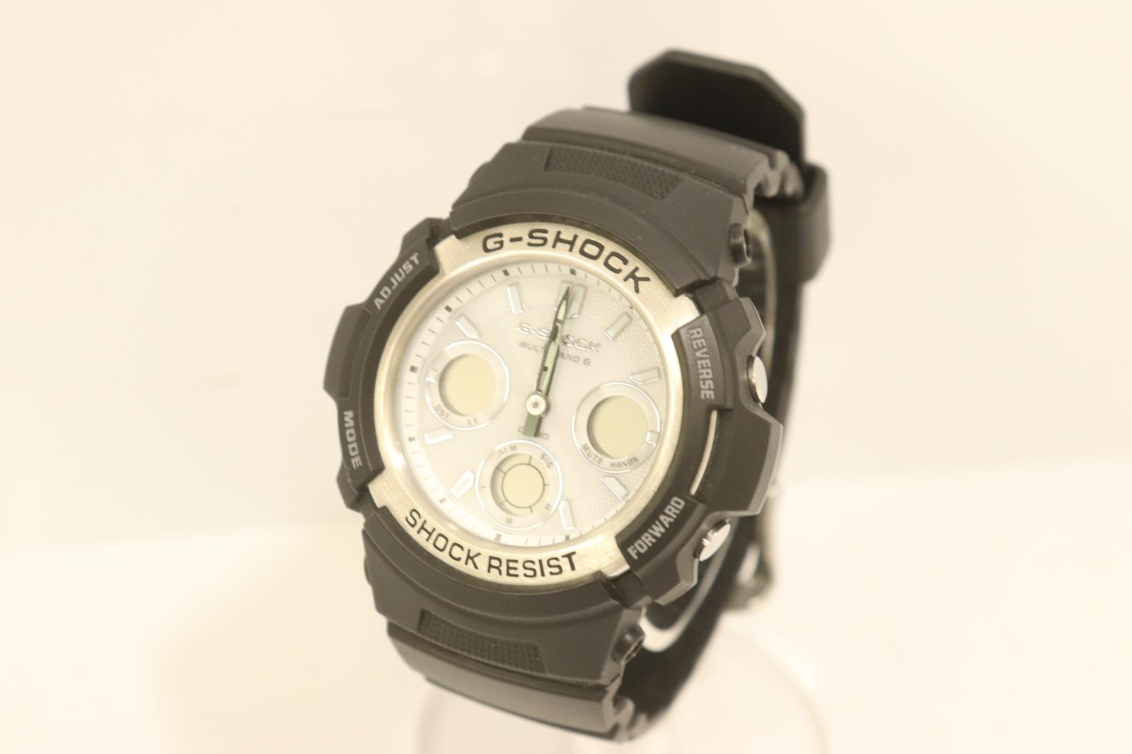 【中古】 CASIO メンズ腕時計 -- G-SOCK CASIO -- 黒 ブラック ロゴ AWG-M100S-7AJF