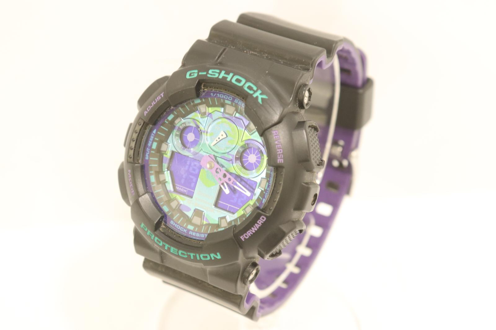 【中古】 CASIO メンズ腕時計 -- G-SHOCK メンズ腕時計 CASIO -- 黒 ブラック ロゴ GA-100bl