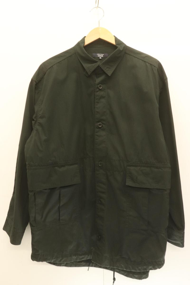 【中古】 COMME des GARCONS HOMME メンズジャケット M 綿ウェザー製品洗 シャツ COMME des GARCONS HOMME M 黒 ブラック 無地