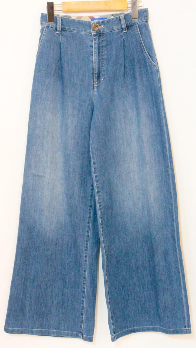 【中古】 BLUE LABEL CRESTBRIDGE レディースデニムパンツ 36 BLUE LABEL CRESTBRIDGE/ライトデニムワイドパンツ/36/インディゴブルー 藍/55r01-604-24