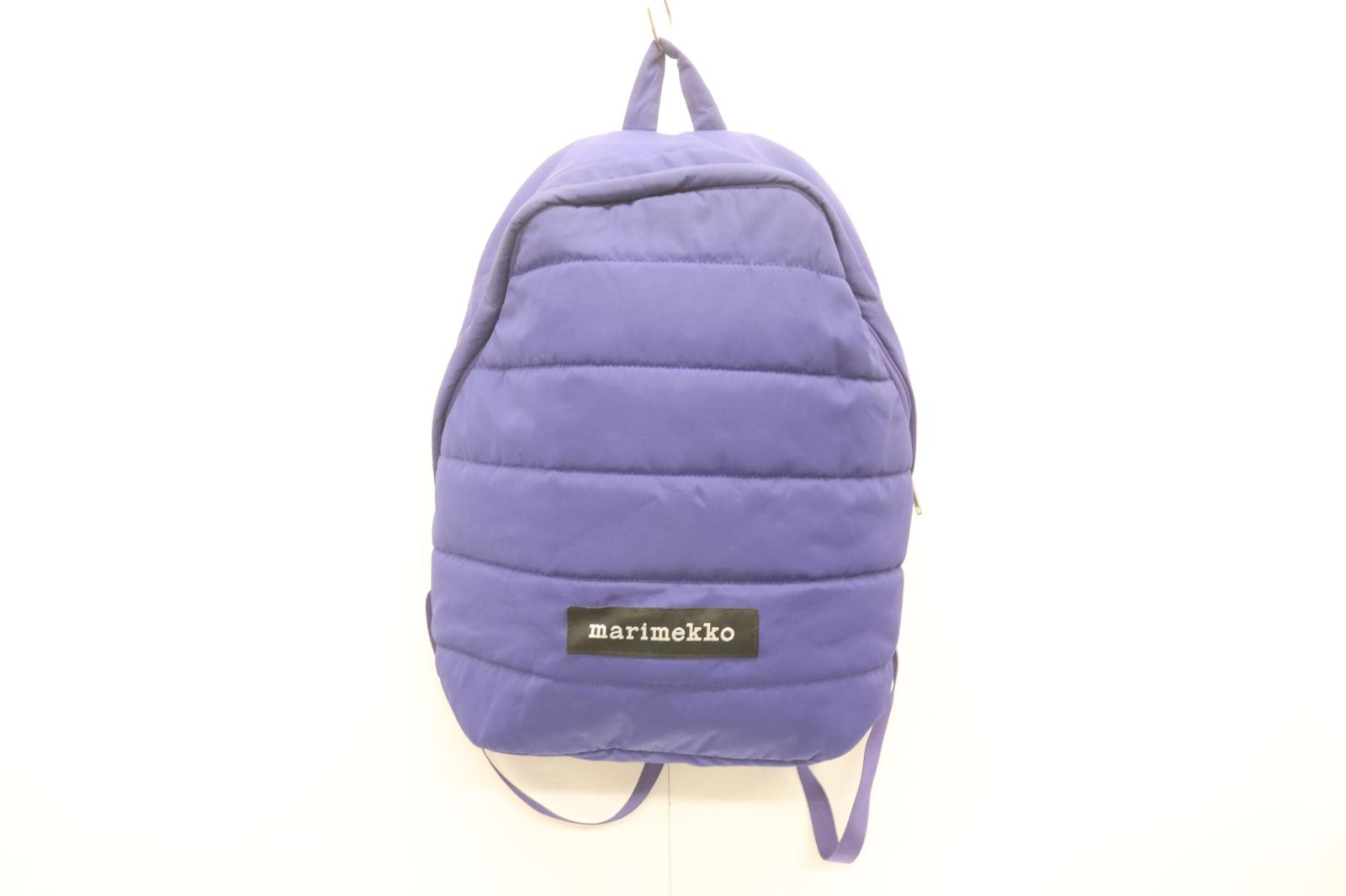【中古】 marimekko レディースリュック バックパック -- Lolly キルティング リュックサック marimekko -- 青 ブルー ロゴ