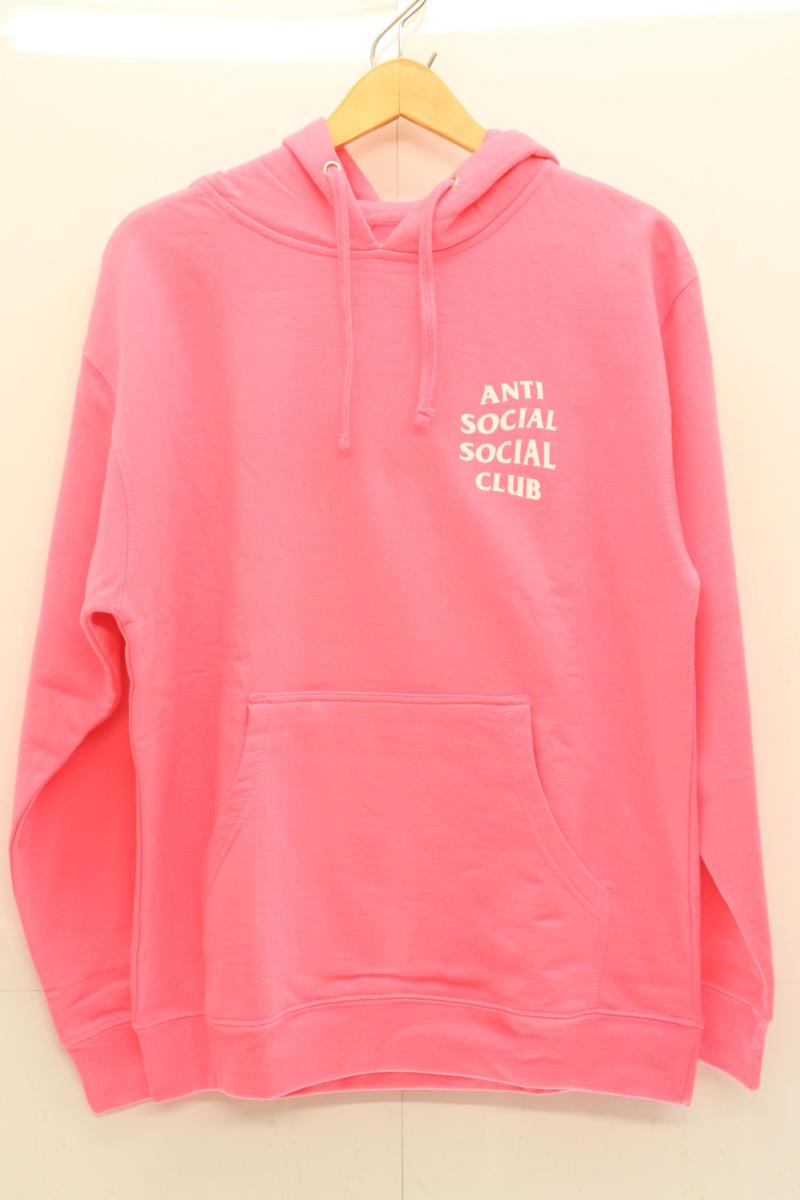 【中古】 ANTI SOCIAL SOCIAL CLUB メンズパーカー M ASSC RICERONI HOODIE ANTI SOCIAL SOCIAL CLUB M ピンク 桃 バックプリント