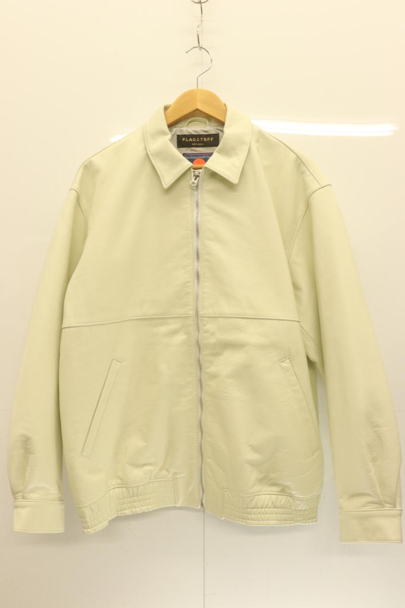 【中古】 FLAGSTUFF メンズレザージャケット XL LEATHER SWING TOP/FLAGSTUFF x blackmeans/XL/白 ホワイト