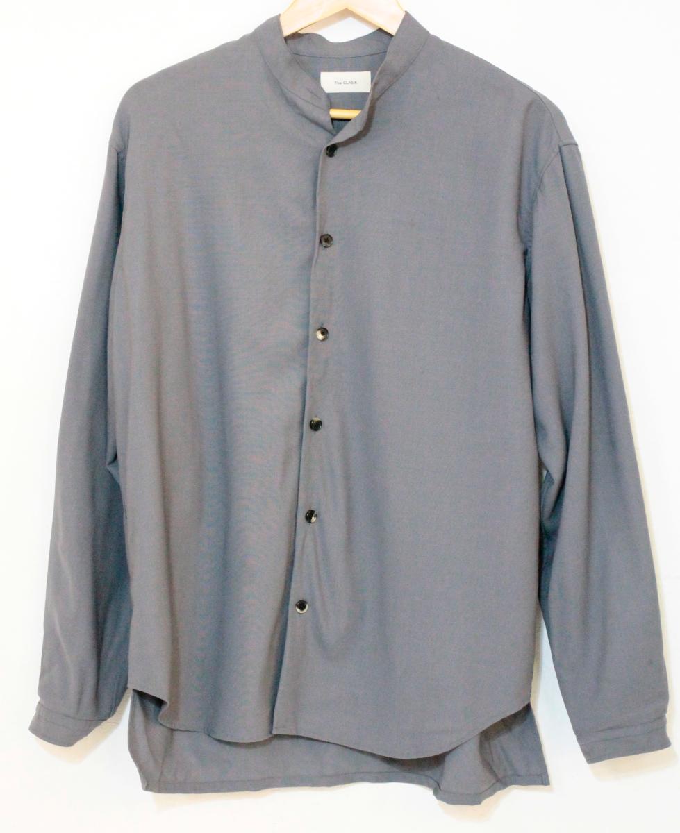 【中古】 メンズ長袖シャツ 48 The CLASIK/DORMEUIL TONIK WOOL バンドカラーシャツ/長袖シャツ/48/グレー 灰/23SS-CKSH-019｜Style（ブランド古着のスタイル）