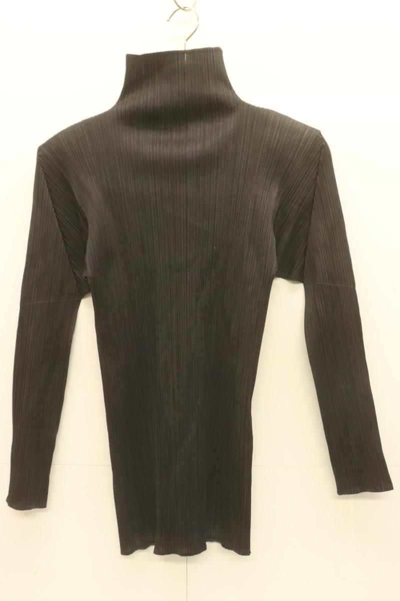 【中古】 PLEATS PLEASE レディースカットソー 3 ハイネック プリンカットソー PLEATS PLEASE 3 紺 米国海軍 無地