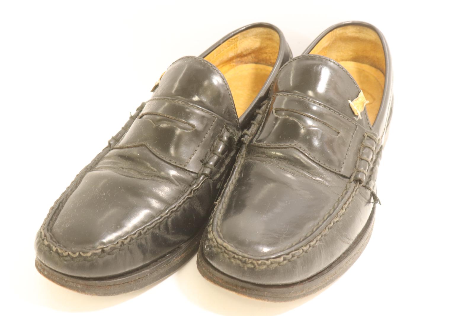 【中古】 VISVIM メンズレザーシューズ US9 FABRO CG-FOLK レザーコインローファー VISVIM US9 黒 黒いこと 無地