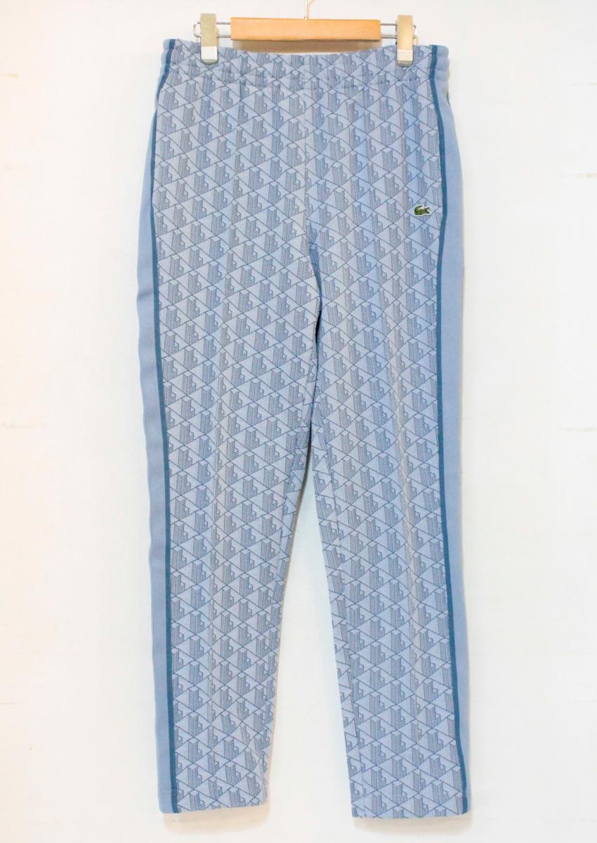 【中古】 LACOSTE メンズジャージパンツ S LACOSTE/サイドテーピングモノグラムジャカードトラックパンツ/S/水色 アクアブルー/xh1440