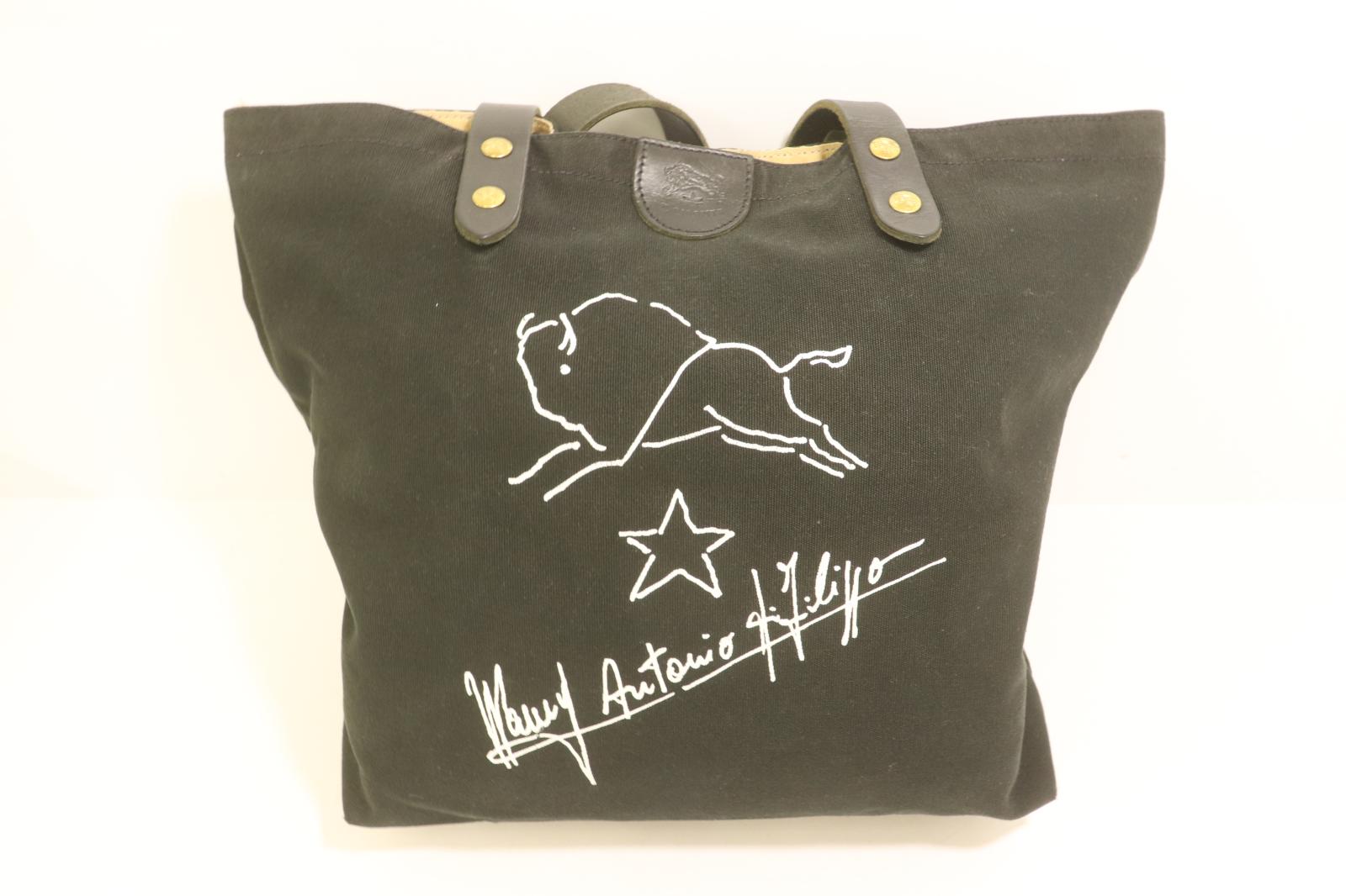 【中古】 IL BISONTE レディーストートバッグ -- トートバッグ IL BISONTE -- 黒 黒いこと 刷り上げる