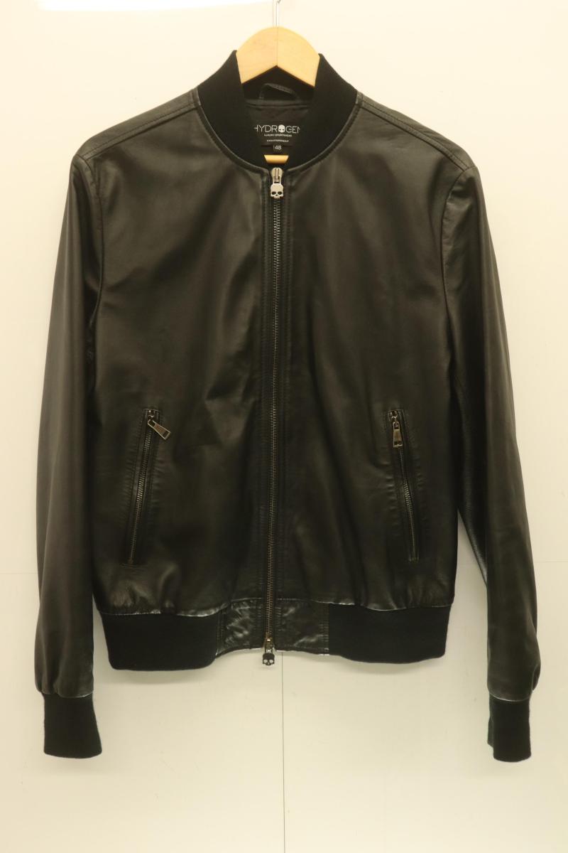 【中古】 HYDROGEN メンズブルゾン 48 レザーブルゾン HYDROGEN 48 黒 ブラック ロゴ｜Style（ブランド古着のスタイル）