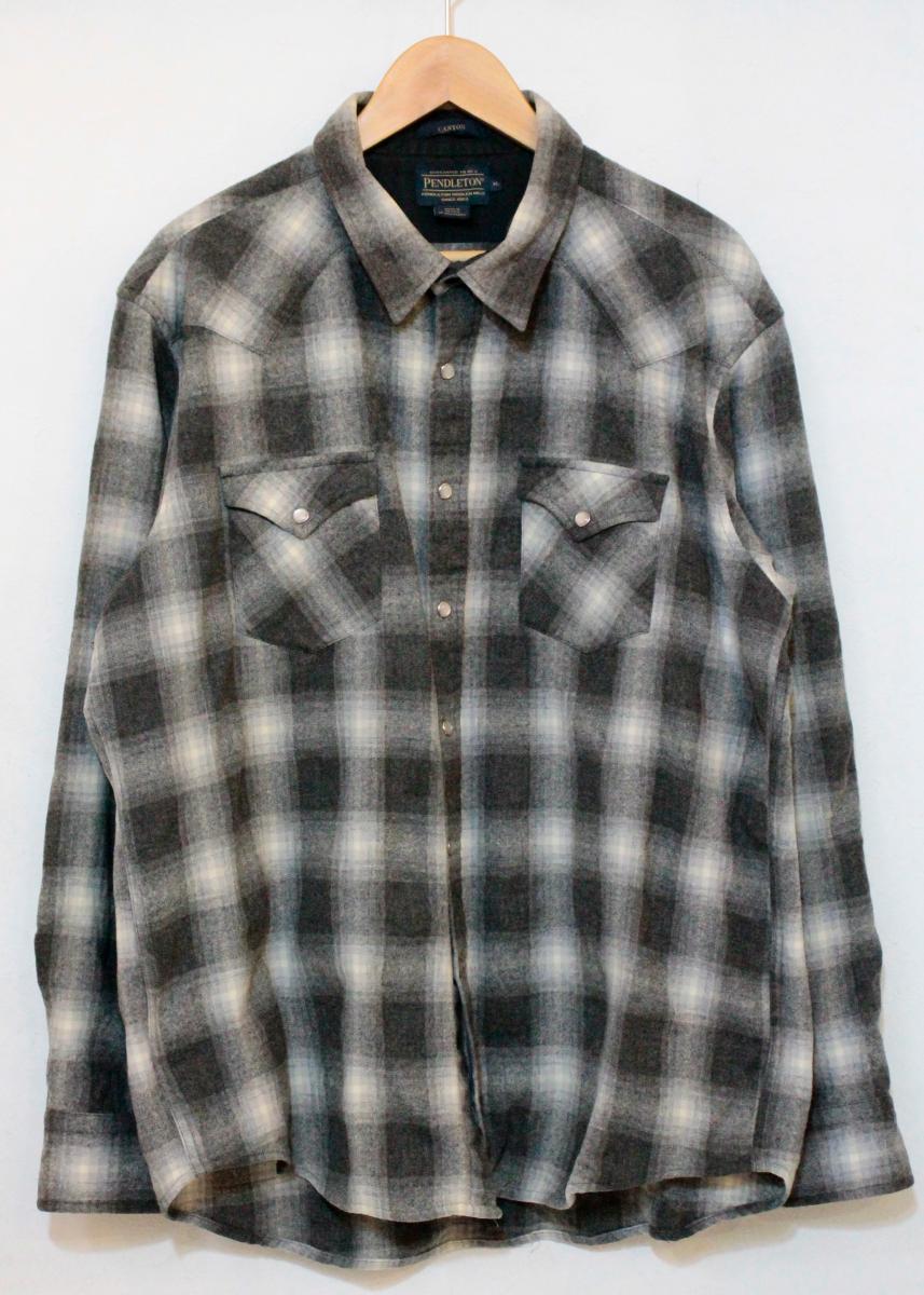 【中古】 PENDLETON メンズウエスタンシャツ XL PENDLETON/CANYON/オンブレチェック/ウエスタンプルオーバー/XL/薄墨色 灰/DA023-31742