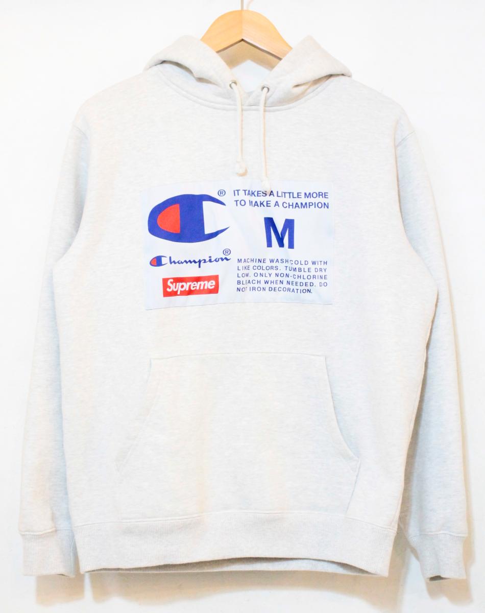 【中古】 Supreme メンズパーカー M Supreme × Champion/18AW/Label Hooded Sweatshirt/M/点火装置薄墨色