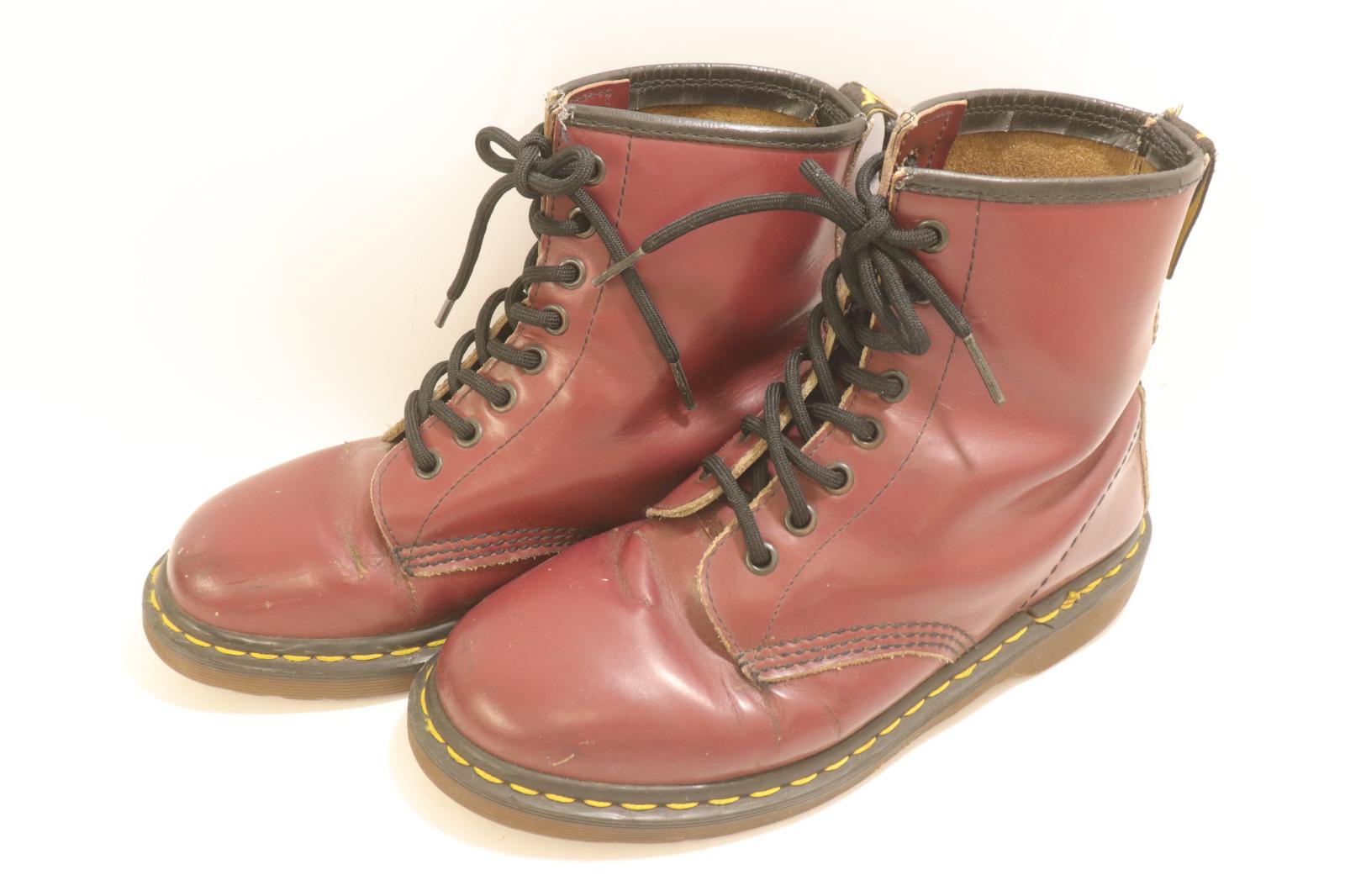 【中古】 DR.MARTENS メンズブーツ -- イングランド製8大広間ブーツ DR.MARTENS -- ボルドーワイン 赤紫