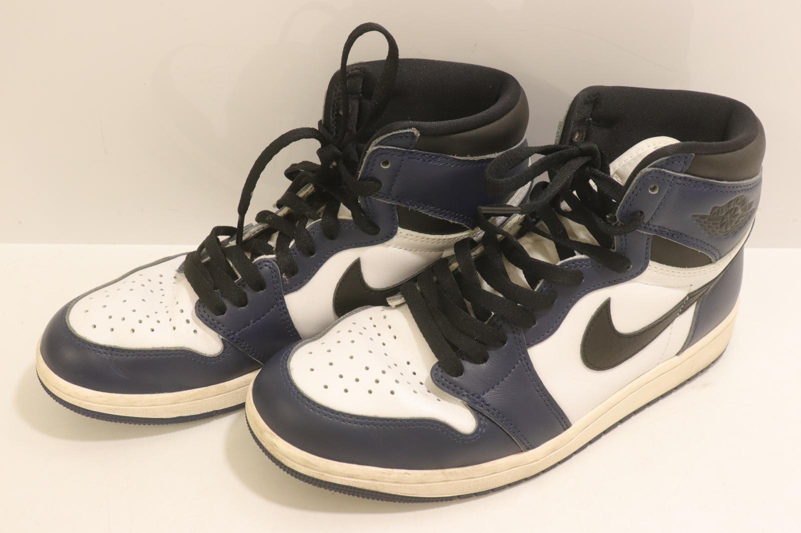 【中古】 NIKE メンズスニーカー 27.5糎 AIR JORDAN 1 RETRO HIGH OG MIDNIGHT NAVY NIKE 27.5糎 白 白いこと 紺 米国海軍 ロゴタイプ