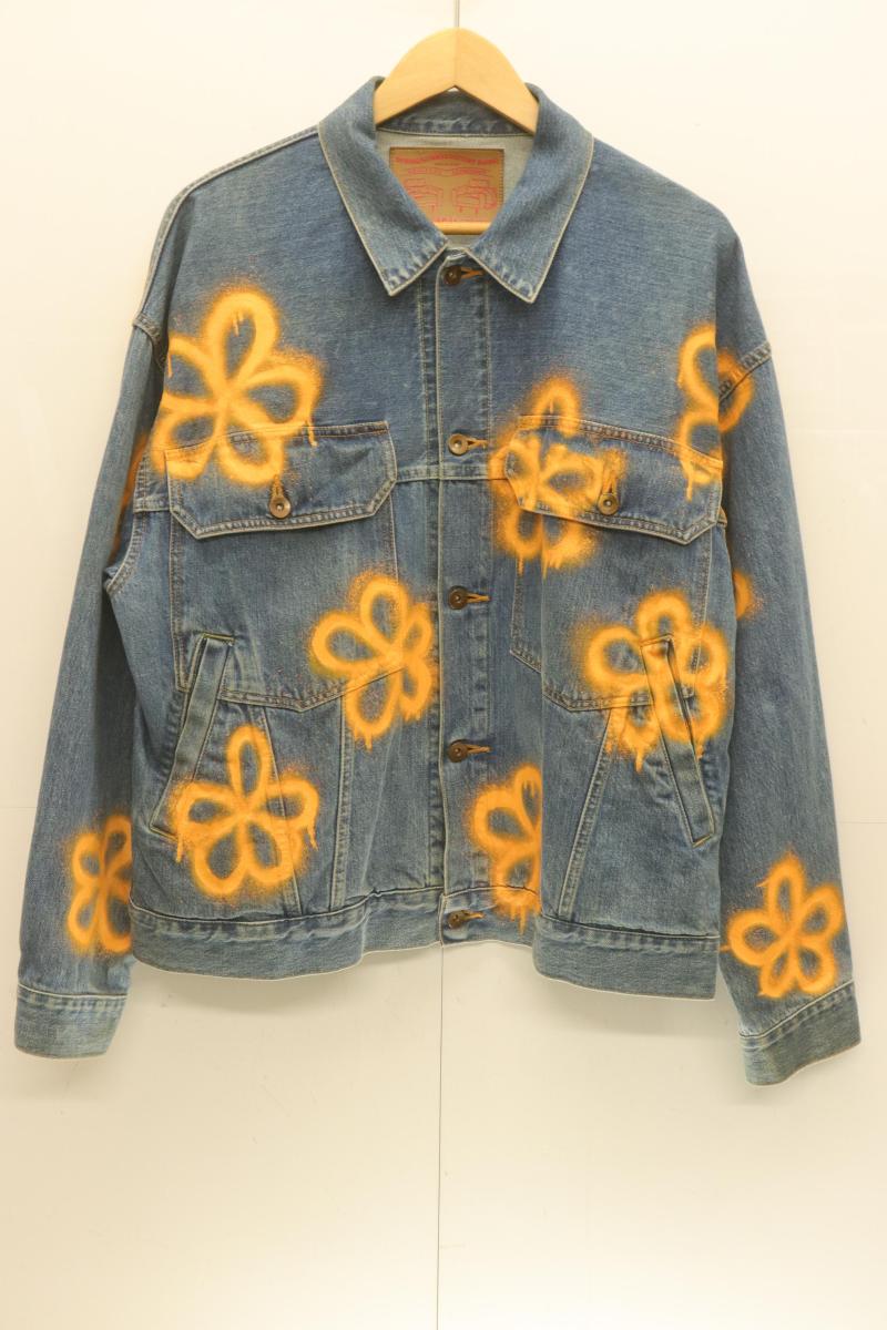 【中古】 AMOK メンズデニムジャケット Gジャン M Handpaint Denim Jacket AMOK M 青 青味