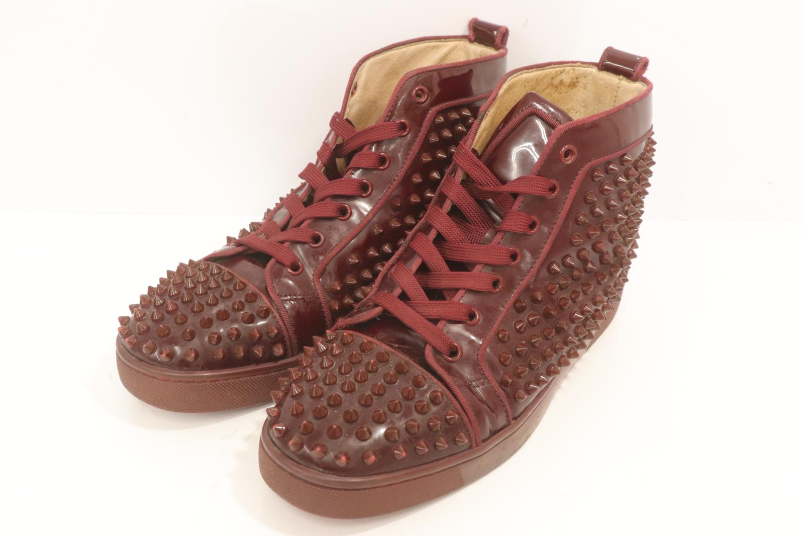 【中古】 Christian Louboutin メンズスニーカー 41 スタッズ ハイカットスニーカー Christian Louboutin 41 赤 レッド スタッズ|Style(ブランド古着のスタイル)