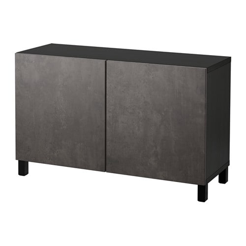 IKEA/イケア/通販]BESTA ベストー 収納コンビネーション 扉付, ブラックブラウン カルヴィーケン/ストゥッバルプ/ダークグレー  コンクリート調[12](a)(29207849)