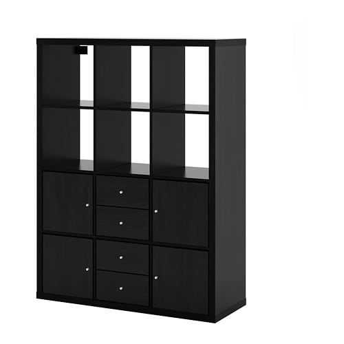 【送料込】IKEA カラックス　黒　キャビネット　インサート付き 送料込】IKEA カラックス 黒 キャビネット インサート付き