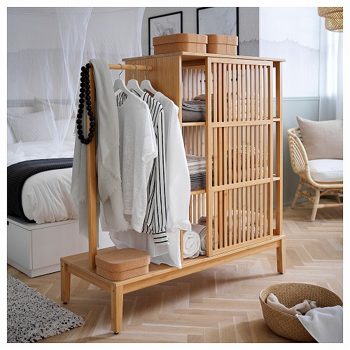 札幌直接引き渡し限定 IKEA イケア SKALBODA GLADOM セット NORDKISA ノールドシーサ オープンワードローブ 引き戸付き, 竹