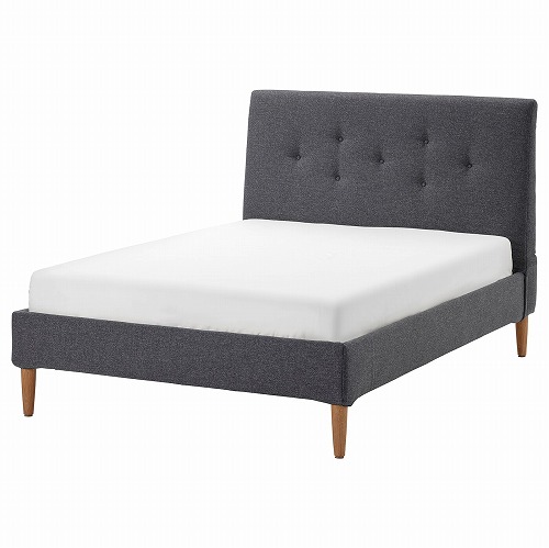 IKEA イケア 布張りセミダブルベッドフレーム SLATTUM スラットゥム SLATTUM upholstered bed frame, Vissle dark gray, Queen - IKEA US