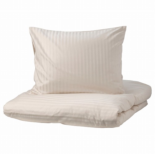 [IKEA/イケア/通販]NATTJASMIN ナットヤスミン 掛け布団カバー＆枕カバー（枕カバー2枚）, ライトベージュ[A](c)(90442602)｜WEBYセレクション　店