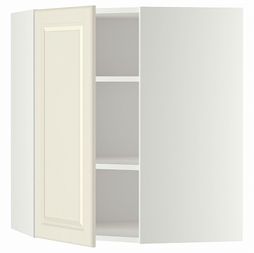 [IKEA/イケア/通販]METOD メトード コーナーウォールキャビネット 棚板付き, ホワイト/ボードビーン オフホワイト[4](a)(09119801)｜WEBYセレクション　店
