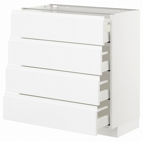 [IKEA/イケア/通信販売]METOD メトード 軍事基地収納家具 抽き出し4段付, 白いこと マキシメーラ/ヴォックストルプ ご機嫌グロス/白いこと[9](a)(09274991)