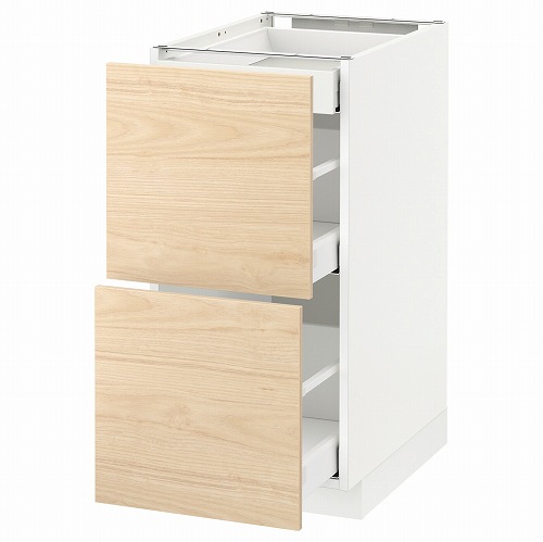 [IKEA/イケア/通販]METOD メトード ベースキャビネット 引き出し前部2/引き出し3, ホワイト マキシメーラ/アスケルスンド ライトアッシュ調[7](a)(29216764)