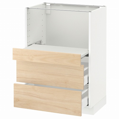 [IKEA/イケア/通販]METOD メトード ベースキャビネット 引き出し式シェルフ/引き出し2付き, ホワイト マキシメーラ/アスケルスンド ライトアッシュ調【北欧・ラック】[7](a)(19216793)