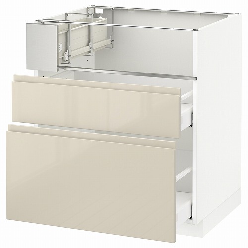 [IKEA/イケア/通信販売]METOD メトード / MAXIMERA マキシメーラ 軍事基地収納家具 コンロ/フィッシュグリル/抽き出し2用, 白いこと/ヴォックストルプ ハイグロスライトベージュ[7](a)(19160866)