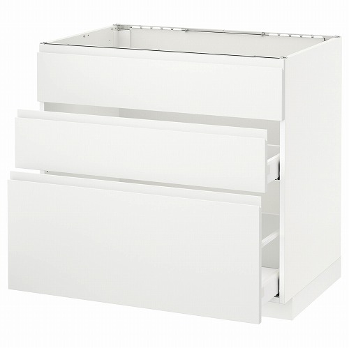 [IKEA/イケア/通信販売]METOD メトード 軍事基地収納家具 シンク用+抽き出し向こう正面3/抽き出し2, 白いこと マキシメーラ/ヴォックストルプ つや消し白いこと[7](a)(29121978)
