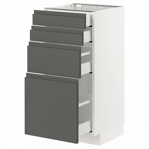 [IKEA/イケア/通販]METOD メトード / MAXIMERA マキシメーラ ベースキャビネット 引き出し前部4/引き出し4, ホワイト/ヴォックストルプ ダークグレー[8](a)(19310663)｜WEBYセレクション　店