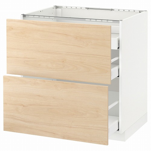 [IKEA/イケア/通信販売]METOD メトード 軍事基地収納家具 コンロ用/抽き出し向こう正面2/抽き出し3, 白いこと マキシメーラ/アスケルスンド ライトアッシュ調[8](a)(39216787)