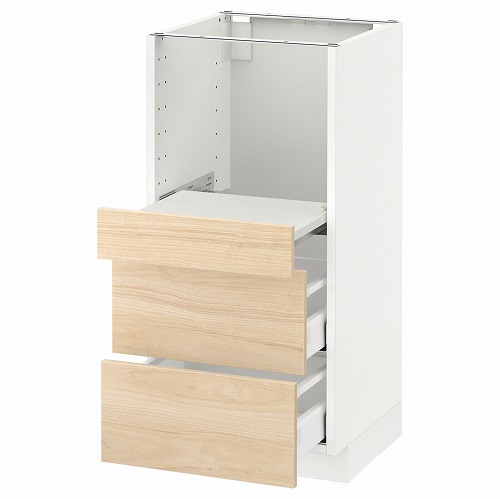 [IKEA/イケア/通販]METOD メトード ベースキャビネット 引き出し式シェルフ/引き出し2付き, ホワイト マキシメーラ/アスケルスンド ライトアッシュ調【北欧・ラック】[7](a)(39216792)