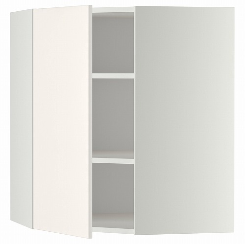 [IKEA/イケア/通販]METOD メトード コーナーウォールキャビネット 棚板付き, ホワイト/ヴェッディンゲ ホワイト[4](a)(39103417)