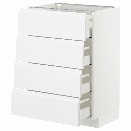 [IKEA/イケア/通販]METOD メトード ベースキャビネット 引き出し4段付, ホワイト マキシメーラ/ヴォックストルプ ハイグロス/ホワイト[9](c)(29274990)｜WEBYセレクション　店 52,080円