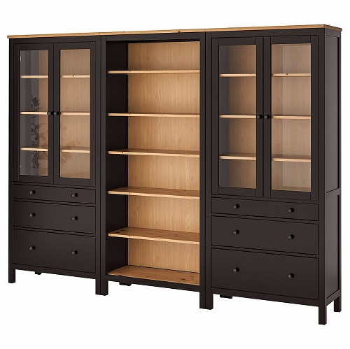 [IKEA/イケア/通販]HEMNES ヘムネス 収納コンビネーション 扉/引き出し付き, ブラックブラウン/ライトブラウン[6](a)(29336568)