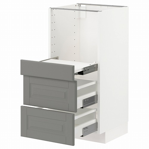 [IKEA/イケア/通販]METOD メトード ベースキャビネット 引き出し式シェルフ/引き出し2付き, ホワイト マキシメーラ/ボードビーン グレー【北欧・ラック】[7](a)(29306118)