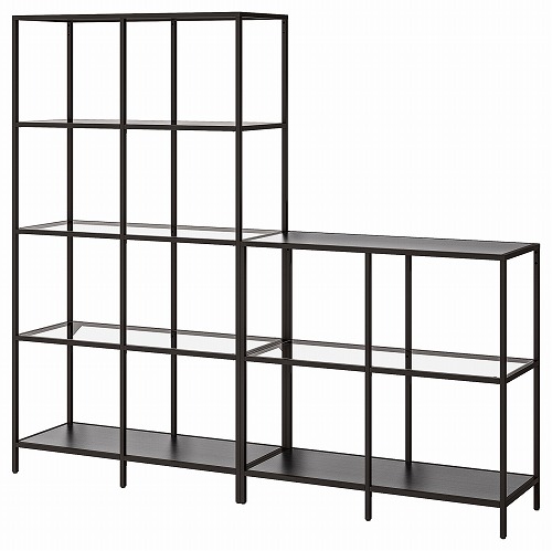 [IKEA/イケア/通販]VITTSJO ヴィットショー 収納コンビネーション, ブラックブラウン/ガラス[EK](a)(59294543)