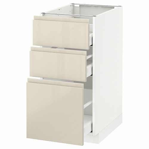 [IKEA/イケア/通販]METOD メトード ベースキャビネット コンロ用/引き出し前部3/引き出し3, ホワイト マキシメーラ/ヴォックストルプ ハイグロスライトベージュ[7](a)(59160831)