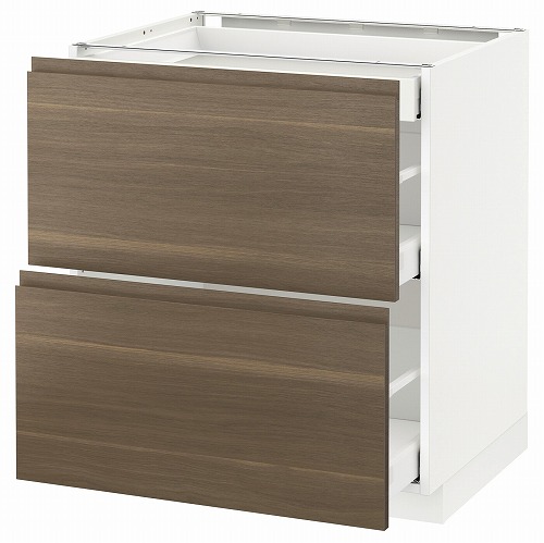 [IKEA/イケア/通販]METOD メトード ベースキャビネット 引き出し前部2/引き出し3, ホワイト マキシメーラ/ヴォックストルプ ウォールナット[7](a)(59158395)｜WEBYセレクション　店