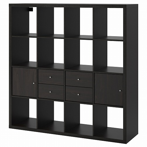 【送料込】IKEA カラックス　黒　キャビネット　インサート付き IKEA イケア インサート 引き出し2段 ブラックブラウン 黒 茶