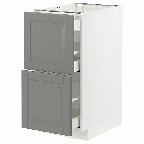 [IKEA/イケア/通販]METOD メトード ベースキャビネット コンロ用/引き出し前部2/引き出し3, ホワイト マキシメーラ/ボードビーン グレー[7](a)(59306094)