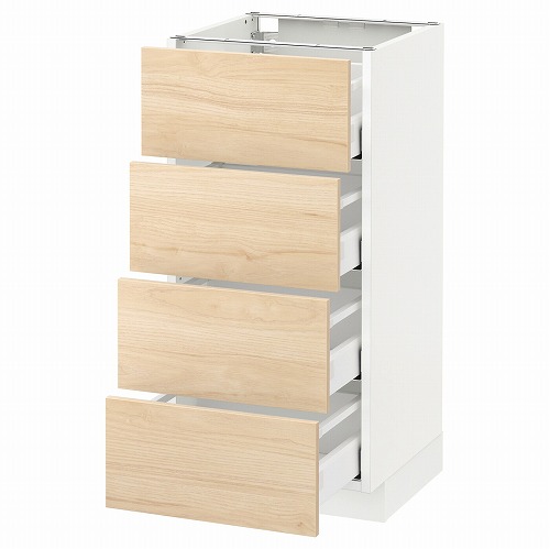 [IKEA/イケア/通販]METOD メトード ベースキャビネット 引き出し4段付, ホワイト マキシメーラ/アスケルスンド ライトアッシュ調[9](a)(69216804)