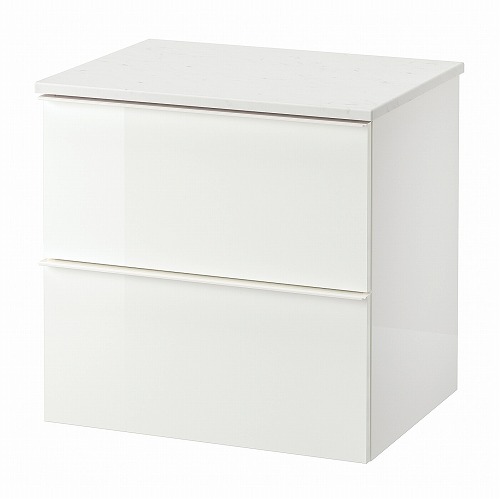 値引IKEA/イケア/通販 G DM RG N グモロン / T LKEN トルケン 洗面台 引き出し&times;2  ハイグロス ホワイト/大理石調 DD69295434WEBYセレクション　市場店