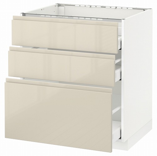 [IKEA/イケア/通販]METOD メトード ベースキャビネット コンロ用/引き出し前部3/引き出し3, ホワイト マキシメーラ/ヴォックストルプ ハイグロスライトベージュ[8](a)(69160835)｜WEBYセレクション　店 76,153円