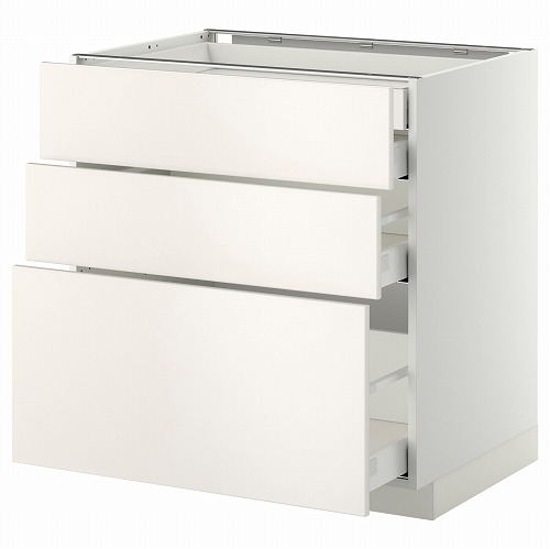 [IKEA/イケア/通販]METOD メトード ベースキャビネット 引き出し前部3/引き出し4, ホワイト マキシメーラ/ヴェッディンゲ ホワイト[9](a)(69103374)｜WEBYセレクション　店