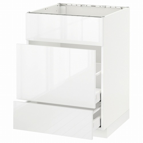 [IKEA/イケア/通販]METOD メトード ベースキャビネット シンク用+引き出し前部3/引き出し2, ホワイト マキシメーラ/リンガフルト ホワイト[7](a)(79086289)